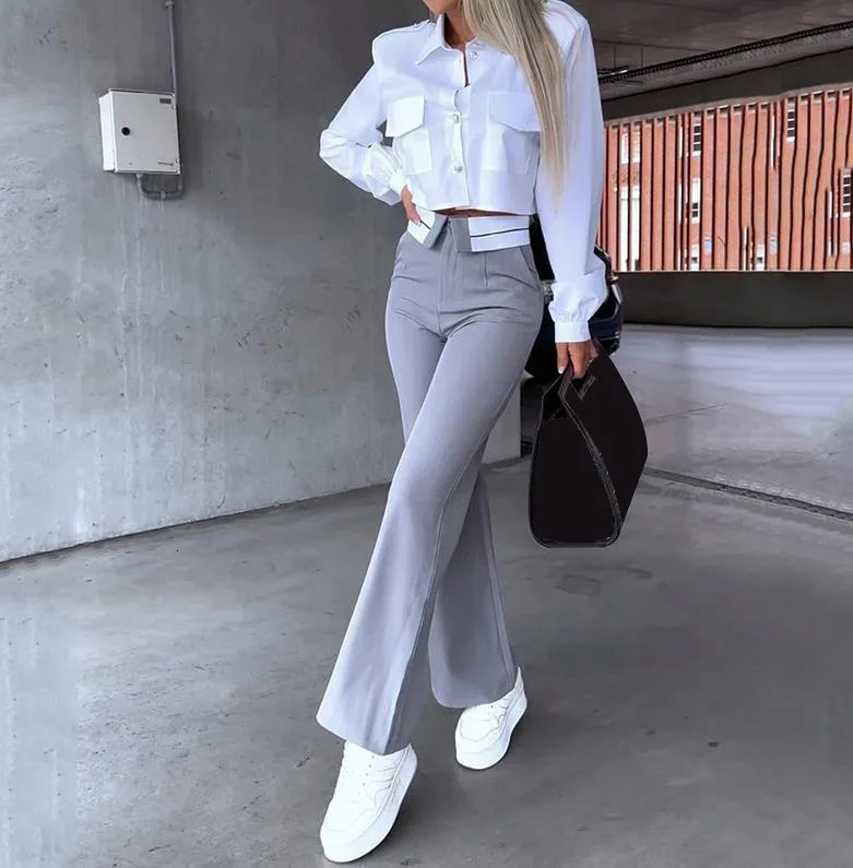 Office Lady Womens Pants Set 2-piece Holiday Style Short Coat CoatStraight Pants Set 2024 Spring Womens Wear 241010