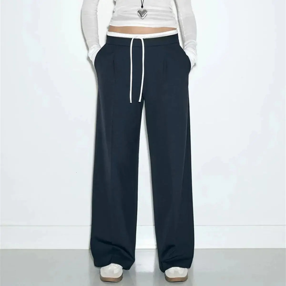 Fashion Straight Women Pants 2024 Autumn Winter Product Trousers Elegant Pant Wide Leg High Waist Britches 241007