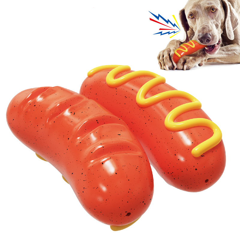 Hot Dog Squeaky Dog Toy sturdy and durable chewing teeth-cleaning sounding cheese grilled sausage interactive dog toys
