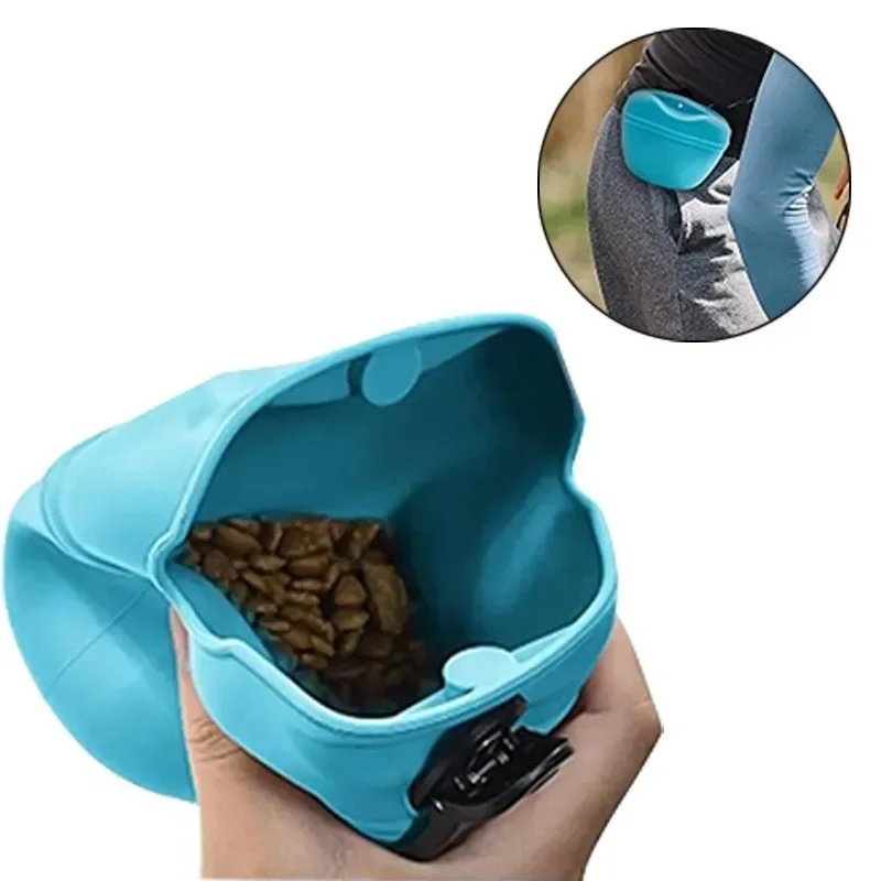 Silicone Dog Food Bag Portable Dog Training Snack Bag Pet Outdoor Training Dog Waist Bag Silicone Pet Supplies