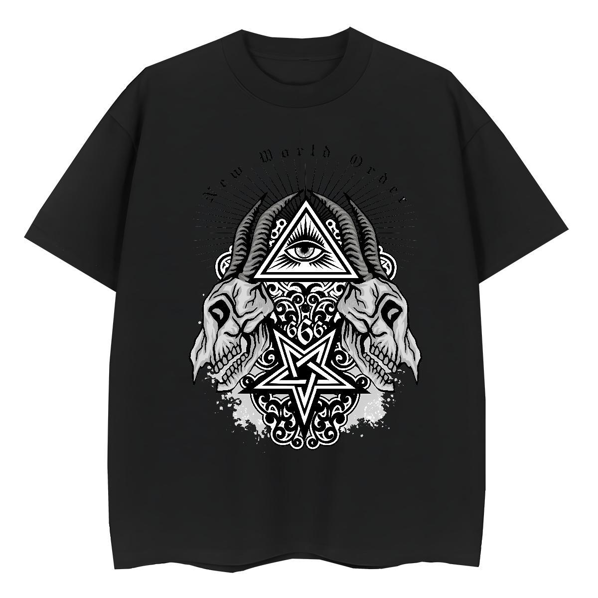Fashion Casual Womens T Shirts 100% Cotton 230g Round Neck Short Sleeve Sports Casual eye of the devil Lady T shirt Nice Skull Clothes