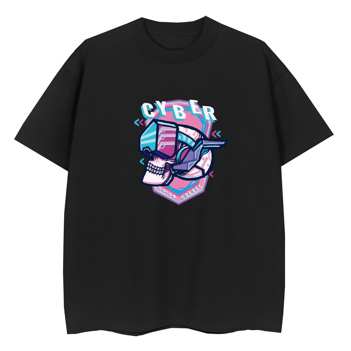 New Arrival Women T Shirts 230g Cotton Breathable Daily Wear skull Couples T Shirts Loose DIY Anime Tee Shirt