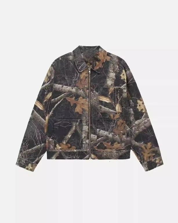 Tactical Camo Jackets Y2K Coats Mens Harajuku Rock Hip Hop Multi Pocket Retro Motorcycle Wear Leather Zipper Jacket Streetwear 241010