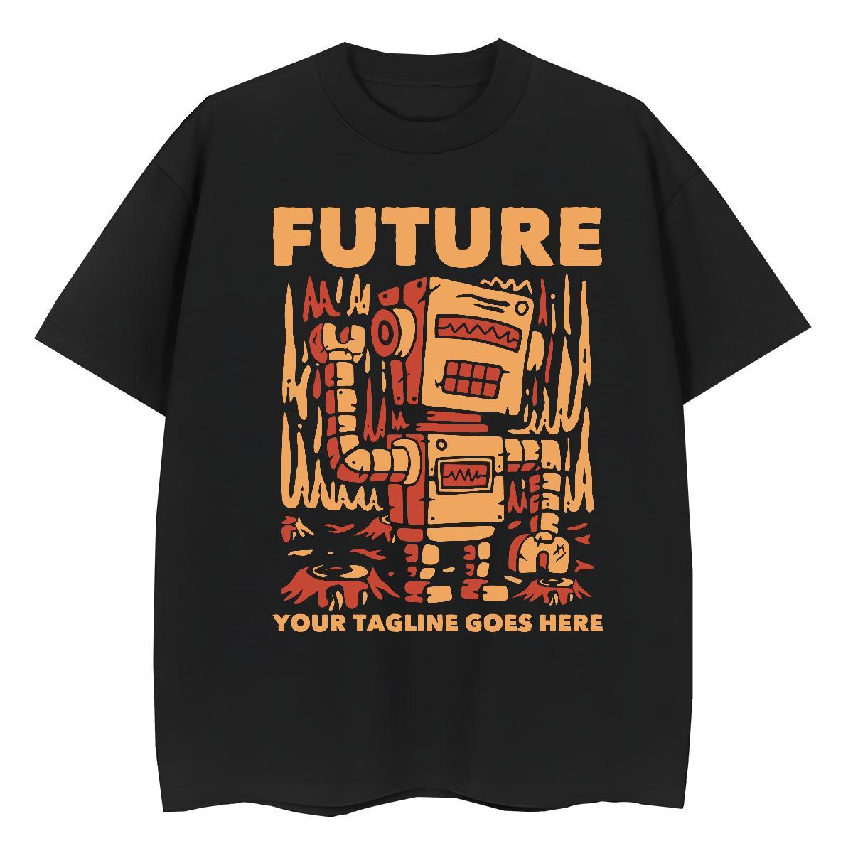 New Women T Shirts 230g Pure Cotton Breathable Casual Sport robot Tshirt for Man Woman Loose fit DIY Anime Tops