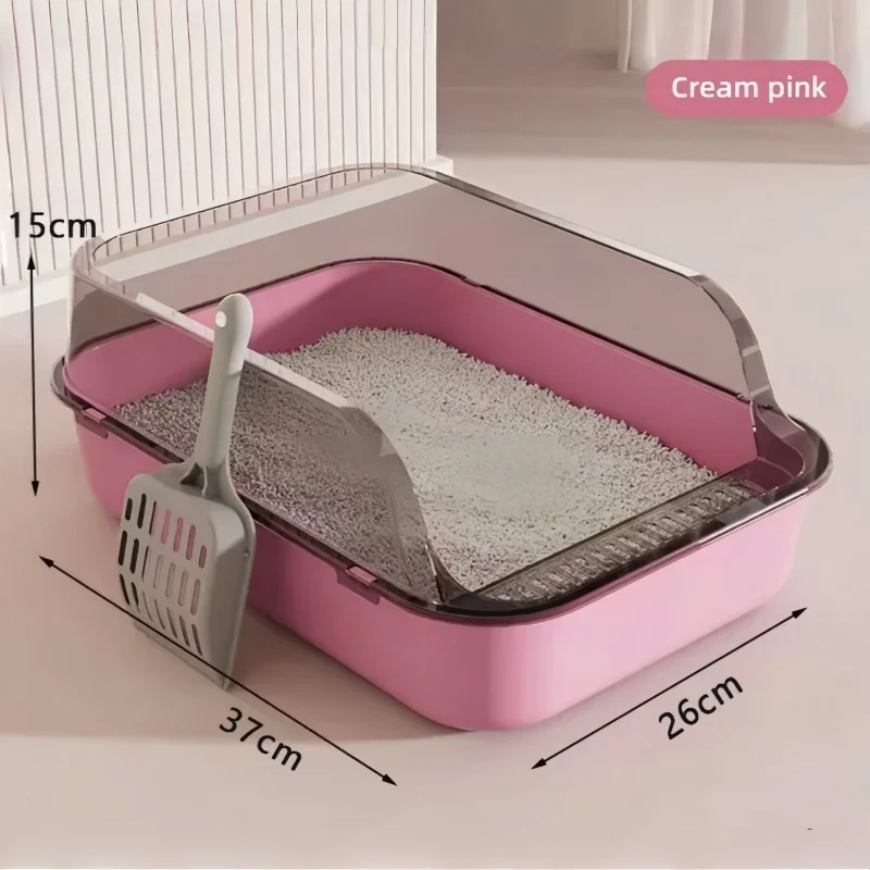 Large Capacity Pet Sandbox Cat Litter Box Splashproof Cat Tray Cat Toilet Cleaning Basin Supplies Pet Toilet Kitten Tray Bedpan
