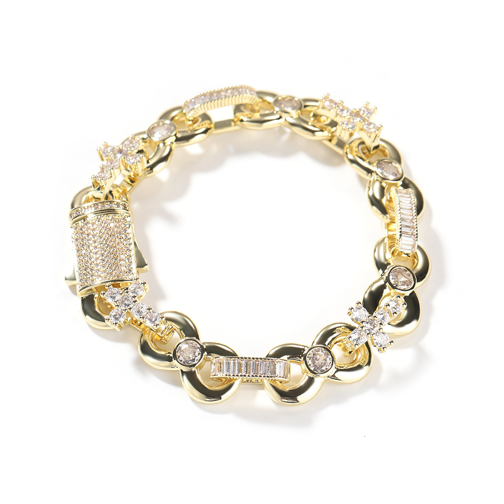 12mm Top Quality Mens Cross Infinite Sign Charms Necklace Choker Iced Out CZ Cubic Zirconia Hip Hop Accessories Spring Buckle Cool Punk Rock Jewelry B