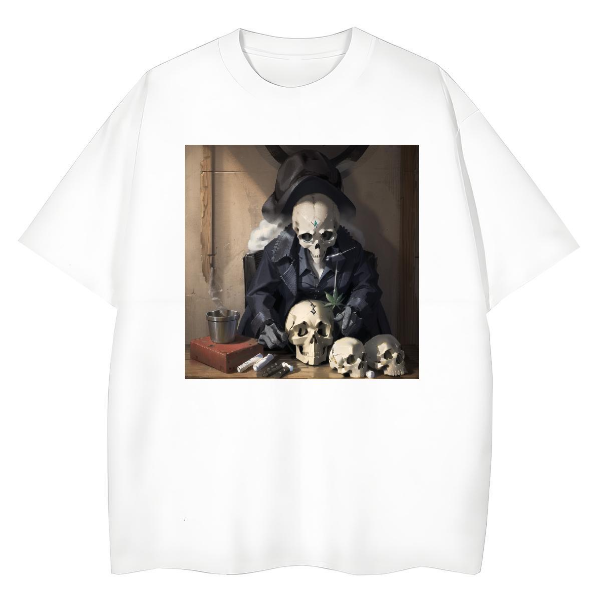 Classic Womens T Shirts 100% Cotton 230g Short Sleeve O-Neck Street Casual skull Womens Tshirts Female Custom Printing Polos