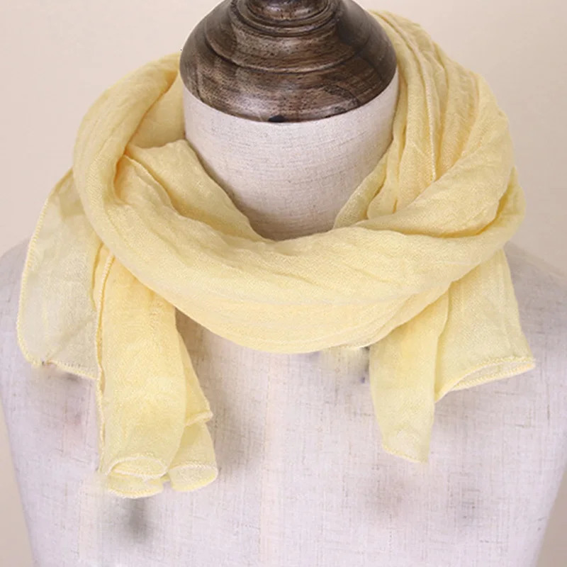 Korean solid color Voile childrens scarf winter neck guard scarf 50x140cm boys and girls cotton linen warm shawl B06 241007