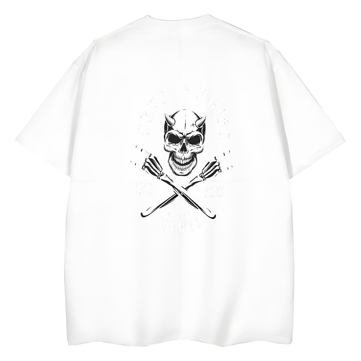Factory Direct T-Shirts 230g Pure Cotton Short sleeve Soft Sport skull Women Tshirts Popular Black Oversized Tee Shirt