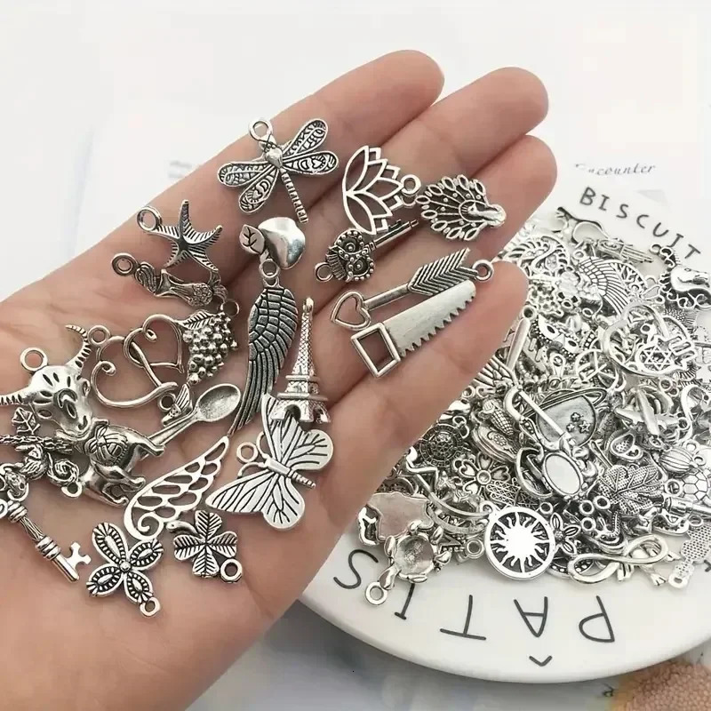 100pcs Tibetan Silver Mixed Pendant Animals Charms Beads for Jewelry Making Bracelet Earrings Necklace DIY Craft Art y241010