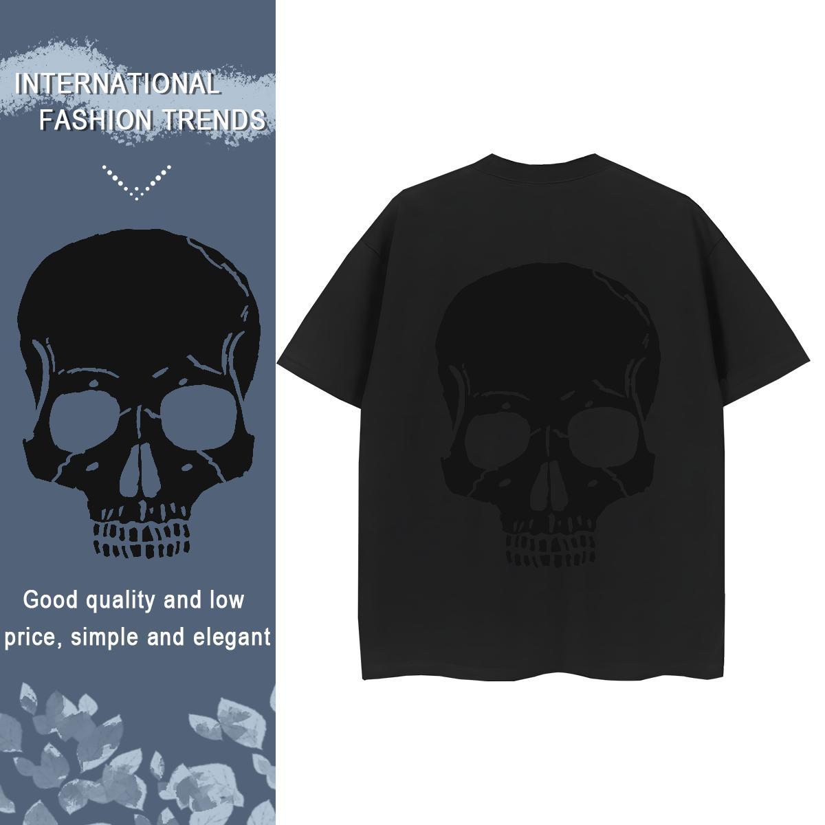 New Arrival T-Shirts for Women 230g Pure Cotton Breathable Crew Neck Daily Wear skull Tshirt for Man Woman Wholesale DIY Logo Top Tees