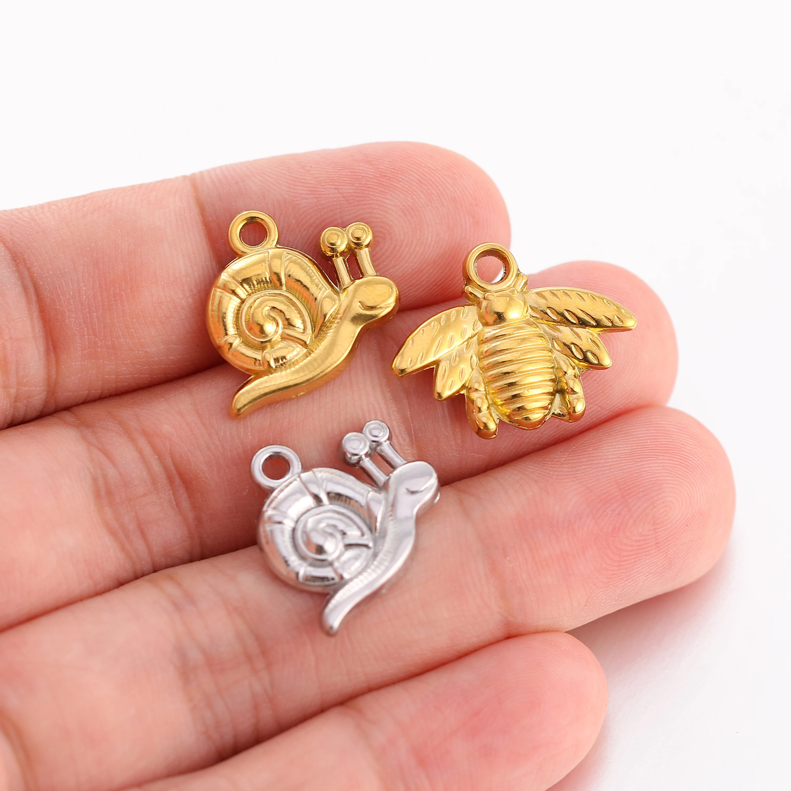 3PcsLot Fish TailSnailHorseshoeScarab BeetleButterfly Charm for Jewelry Making Stainless Steel Pendant Diy Necklace Earring 241010