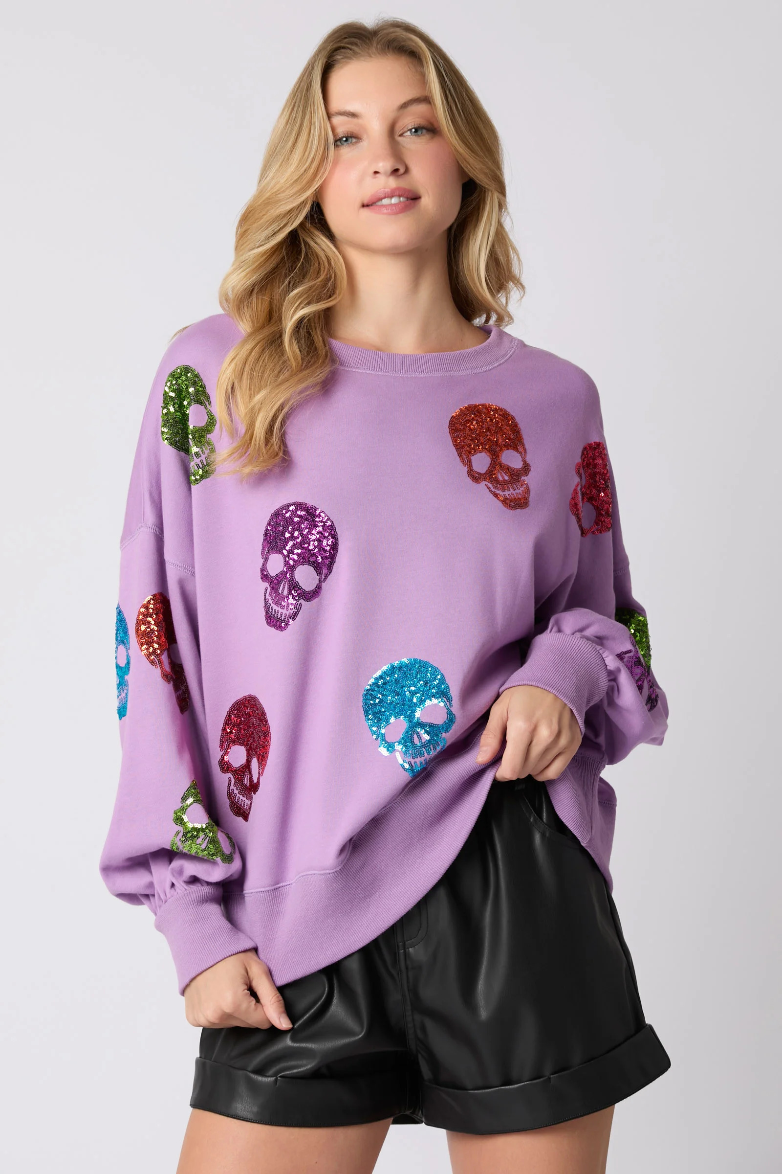 Halloween Christmas Skull Glitter Hoodie Loose Casual Pullovers Top For Women 2025 241011