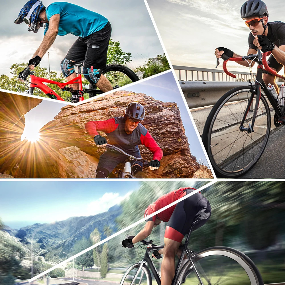 MOREOK Mens bicycle gloves Half finger Road gel pad shock absorption antiskid breathable MTB 241009