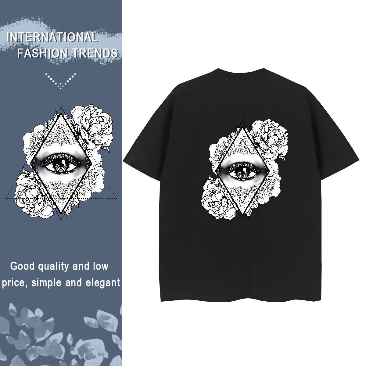 Fashion Casual T shirt 230g Cotton O Neck Short Sleeves Street Casual eye of the devil Woman Tshirt Brand White Plus Size Clothings