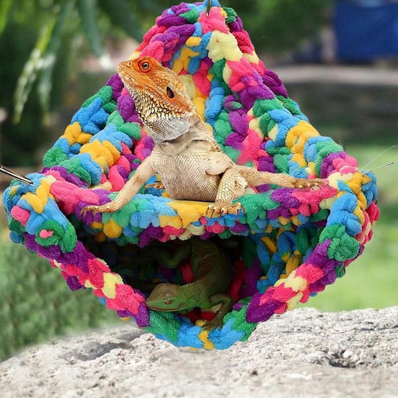 Bearded Dragon Hammock Soft Hand-Woven Swing Bed Reptile Hammock For Lizards Snakes Chameleons Parrots Geckos
