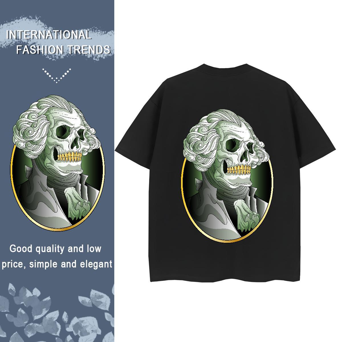 New Womens T Shirts 230g Pure Cotton Round Neck Short Sleeve Street skull Woman Tshirt Designer Nice Custom Print Oversized Tops Tees