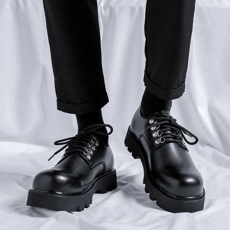 Martin Boot Mens Shoes New British Trendy Shoes Low Top Ankle Boots Spring and Autumn Hairstylist Big Head Leather Shoes Fashion Boots 240927