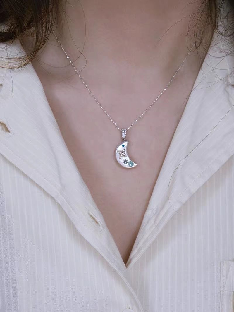 pated Stainless Steel Jewelry Jewellery Pendant Necklace Chain Star Freshwater Pearl Necklace