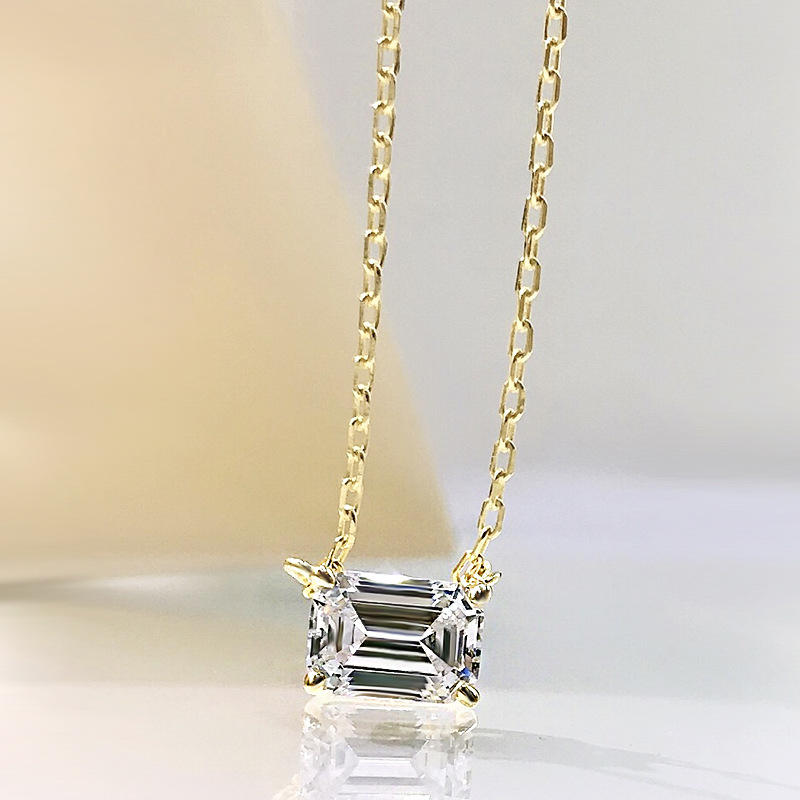 Sterg Sier Moissanite Square Solitaire Pendant Necklace for Women | Simple Fine Jewelry Gift