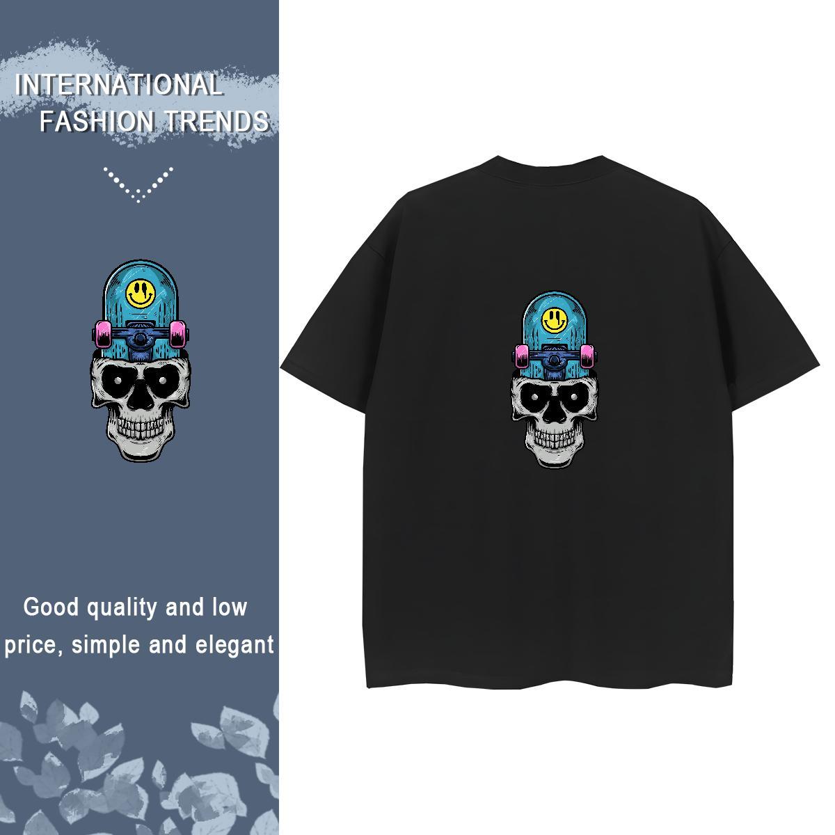 Brand T shirt 230g 100% Cotton Crew Neck Breathable Daily Wear skull Unisex Tshirts Lady Customized Print Tees Shirts