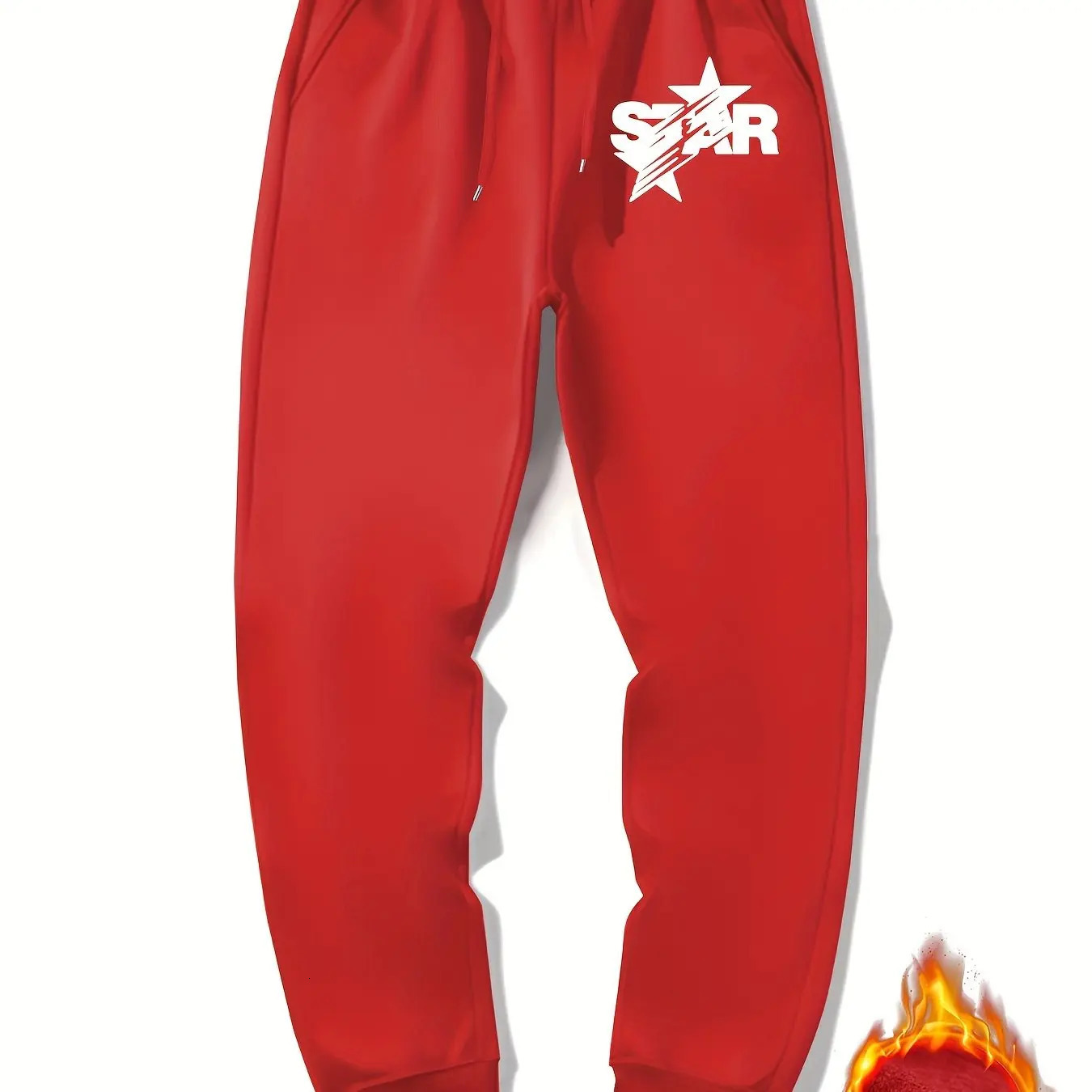 Spring and Autumn Streetwear Fashion Star Pattern Print Mens Drawstring Sweatpants Fleece Casual Jogging Pants S3XL 241010