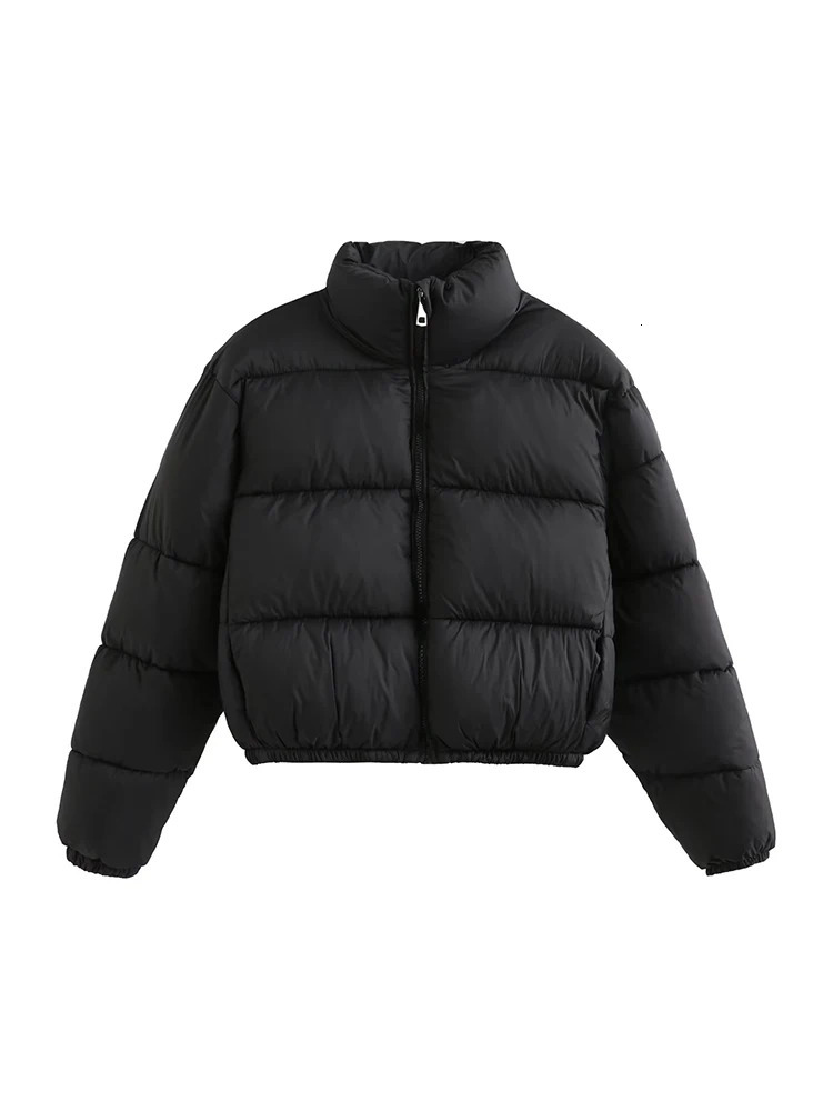 Vintage Women Brown Warm Puffer Jackets 2023 Winter Fashion Ladies Elegant Short Parka Casual Female Chic Green Outerwear 240930