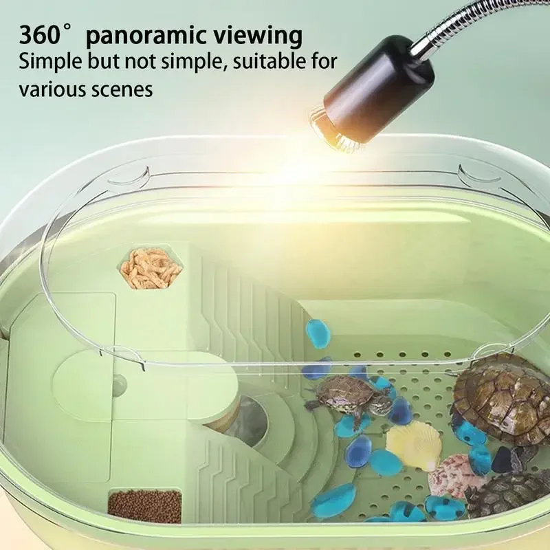 Turtle Aquarium Tortoise Tank with Lid Reptile Aquarium Tank Habitat Climbing and Sunbathing Platforms Prevent From Escaping