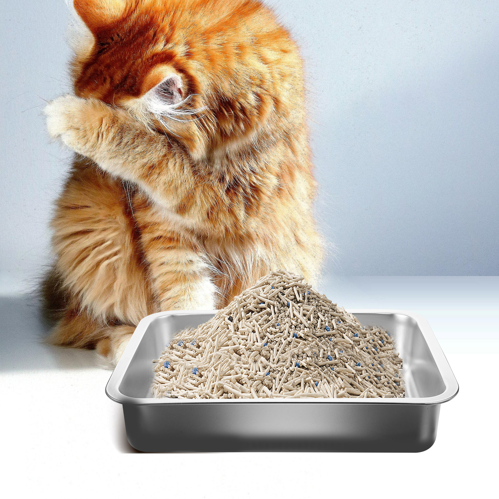 Stainless Steel Cat Litter Box Kitten Clean Toilet Automatic Toy Large Metal Tray Open Type