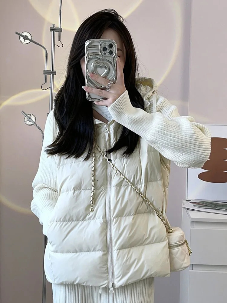 Womens hooded sweater knitted cardigan autumn and winter Y2K casual inflatable jacket sweater jacket 241009