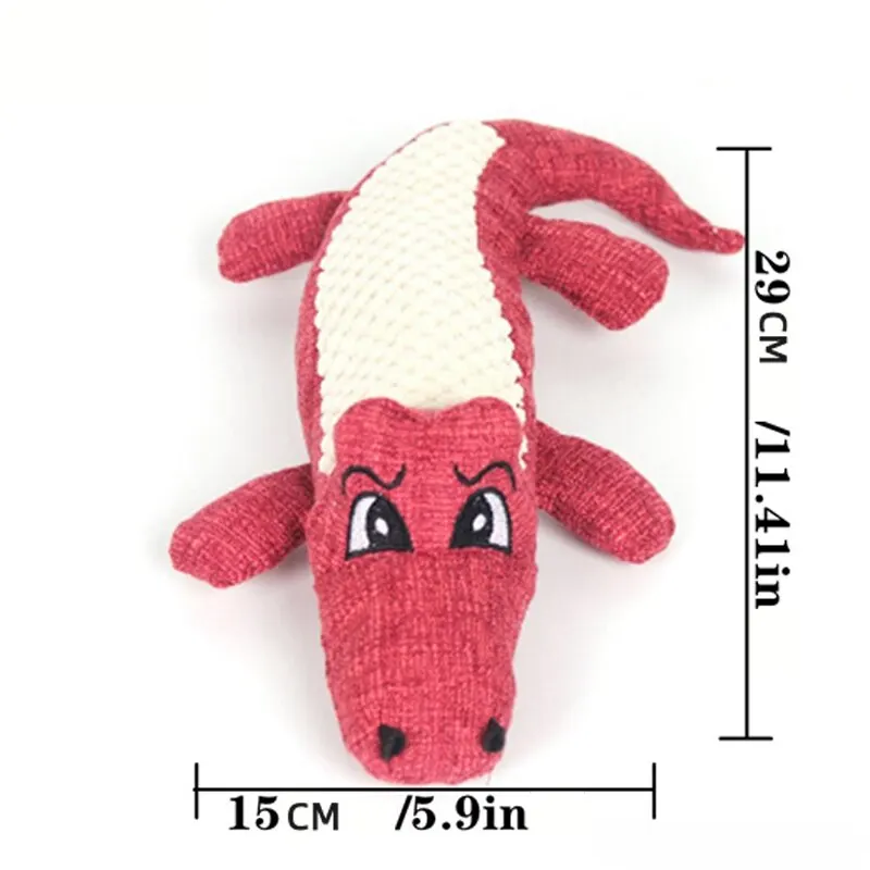 Interactive Pet Chew Toys Cartoon Animal Plush Alligator Shape Dog Sound Toy Grind Teeth Dog Training Toys Supplies Dog Products