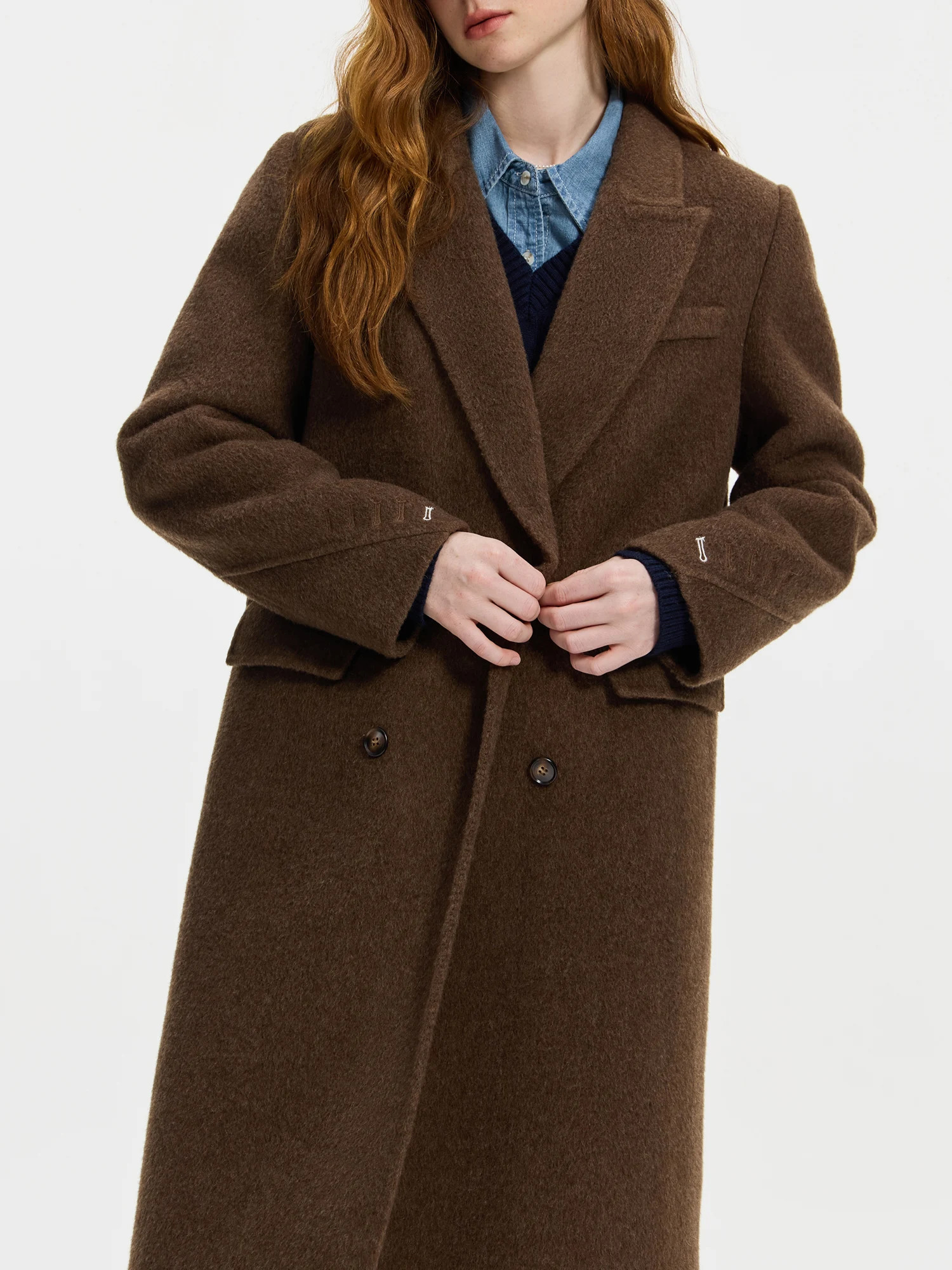 FSLE Suitstyle Tailoring Doublefaced Chic Woolen Coat For Women 2024 Winter n Casual Wool Female 24FS14215 240930