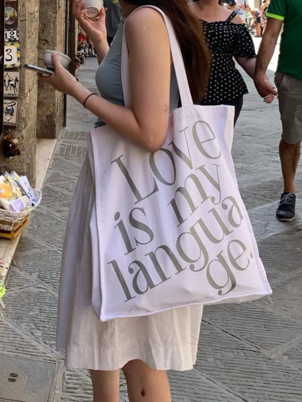 Panel large capacity casual shoulder bag for womens printed letter commuting practical single shoulder matching Korean canvas bag 241008