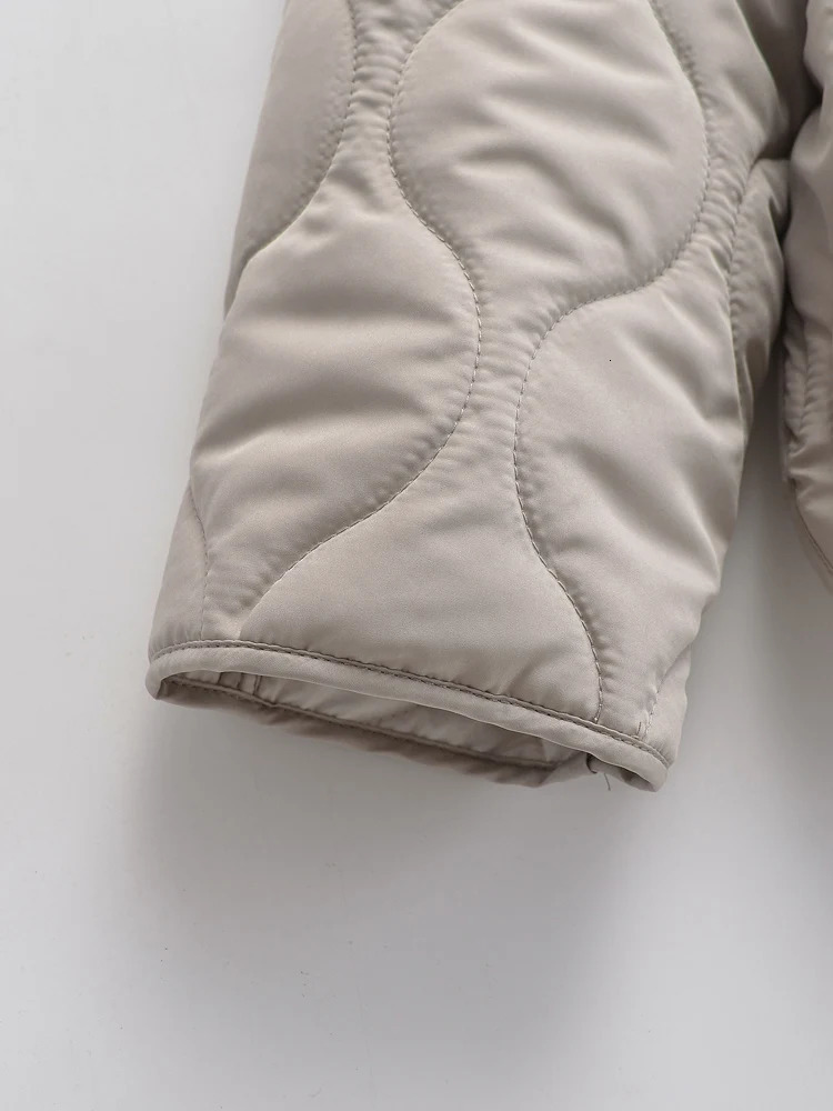 KAOPU ZA Women patch pocket cotton padded jacket coat vintage o neck long sleeve zipper-up female outerwear chic tops 241010