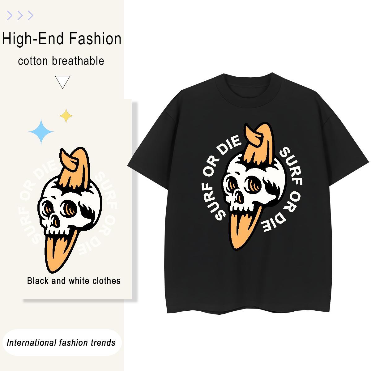 Designer T Shirts Women 100% Cotton 230g Short sleeve Soft Outdoor skull Womens Tshirts High quality Plus Size Cartoon Tops