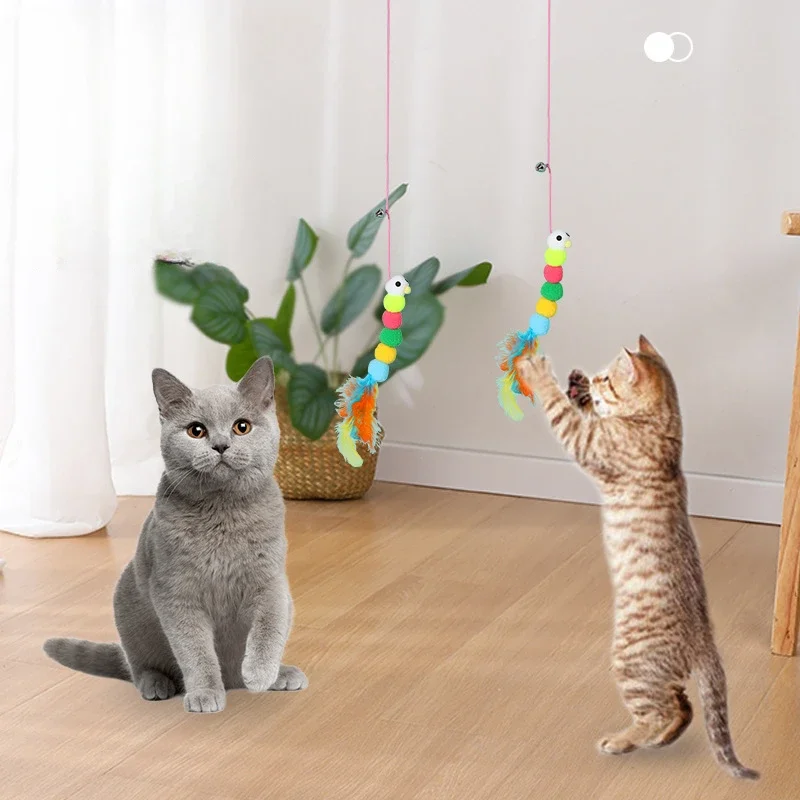 7pcs Random Cat Toy Swing Sticky Disc Elastic Hanging Door Teasing Cat Rope Long Rope Teasing Cat Cat Toy Cat Accessories