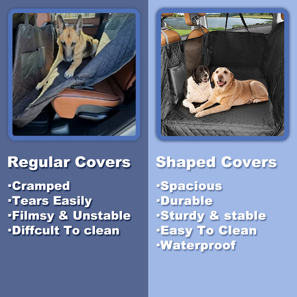 Dog Car Back Seat Extender Pet Backseat Covers with Hard Bottom Waterproof Safety Protector Hammock Carrier Mat for Dogs Travel