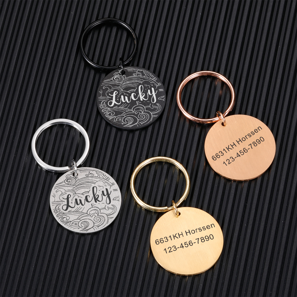 Personalized Pet Tags Engraving Puppy Kitten Anti-lost ID Collars Pendant Custom Name Plate for Dog Cat Pet Supplies Accessories