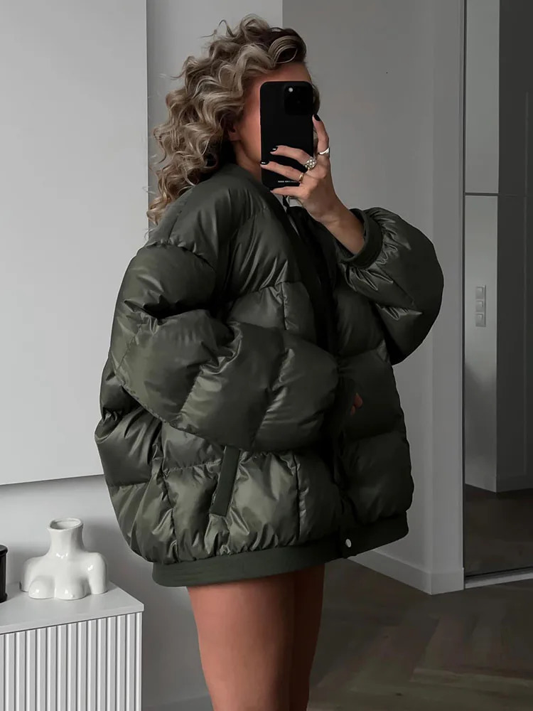 Womens clothing y2k autumn and winter V-neck bedding bread jacket womens jacket thick and warm jacket 241009