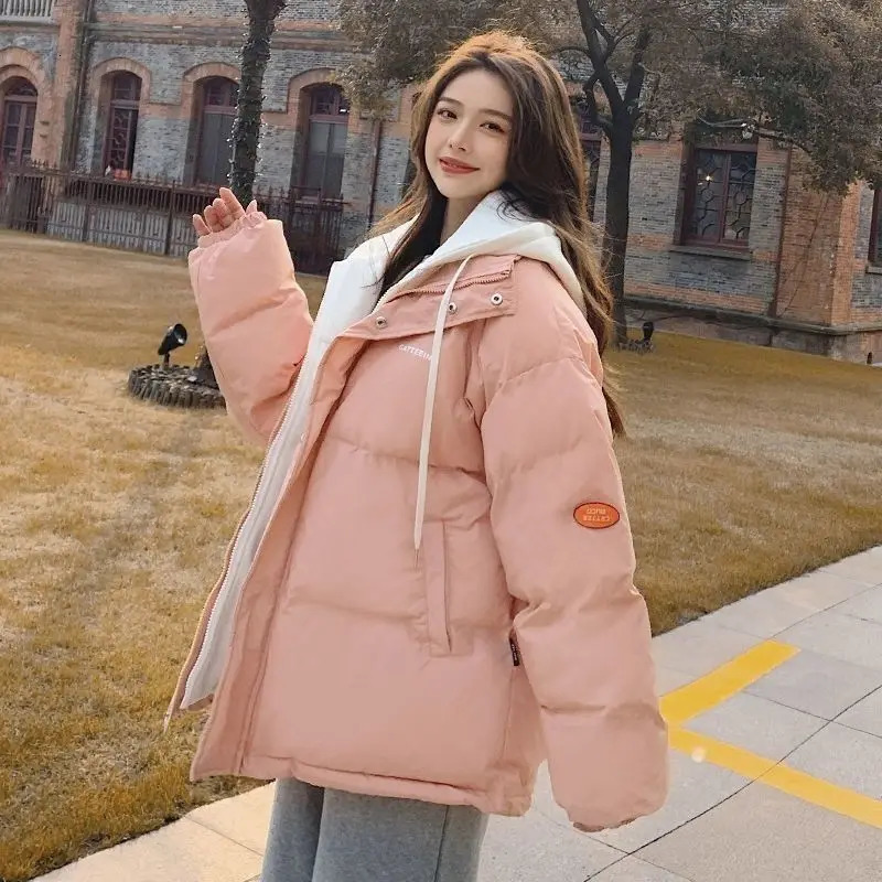 Winter Plus Velvet Thickened Fake Two piece Down Jacket for Women Y2k Street Fashion Korean Casual Loose Warm Cotton Apron Jacket 241009