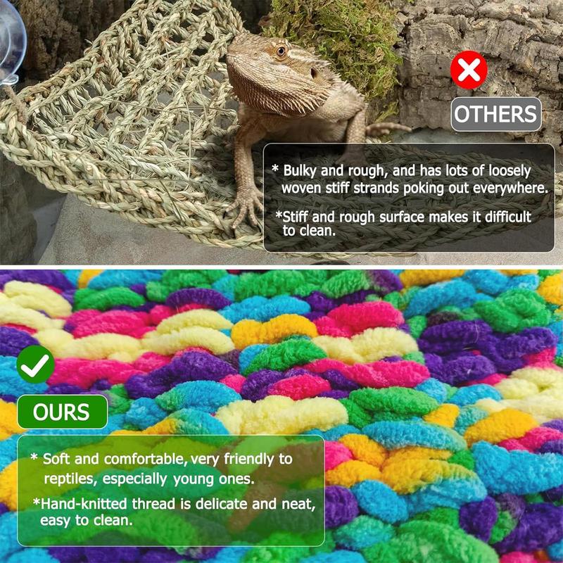 Bearded Dragon Hammock Soft Hand-Woven Swing Bed Reptile Hammock For Lizards Snakes Chameleons Parrots Geckos