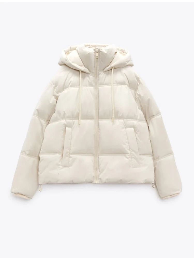 Winter Women Faux Leather Puffer Jacket 2024 Warm PU Snow Hooded Parka Female Casual Loose Coat Zipper Long Sleeve Overcoat 241010