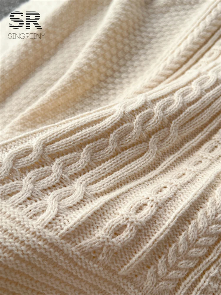 SINGREINY Loose Casual Knit Long Dress Women Solid Elastic Waist Lantern Sleeve O Neck Ladies Fashion Winter Sweater Dresses 241010