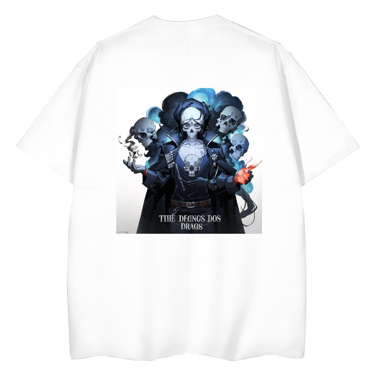2024 DIY Woman T Shirts 230g Cotton Breathable Crew Neck Casual Daily Wear skull Woman Tshirt Unisex DIY Printed Tshirts