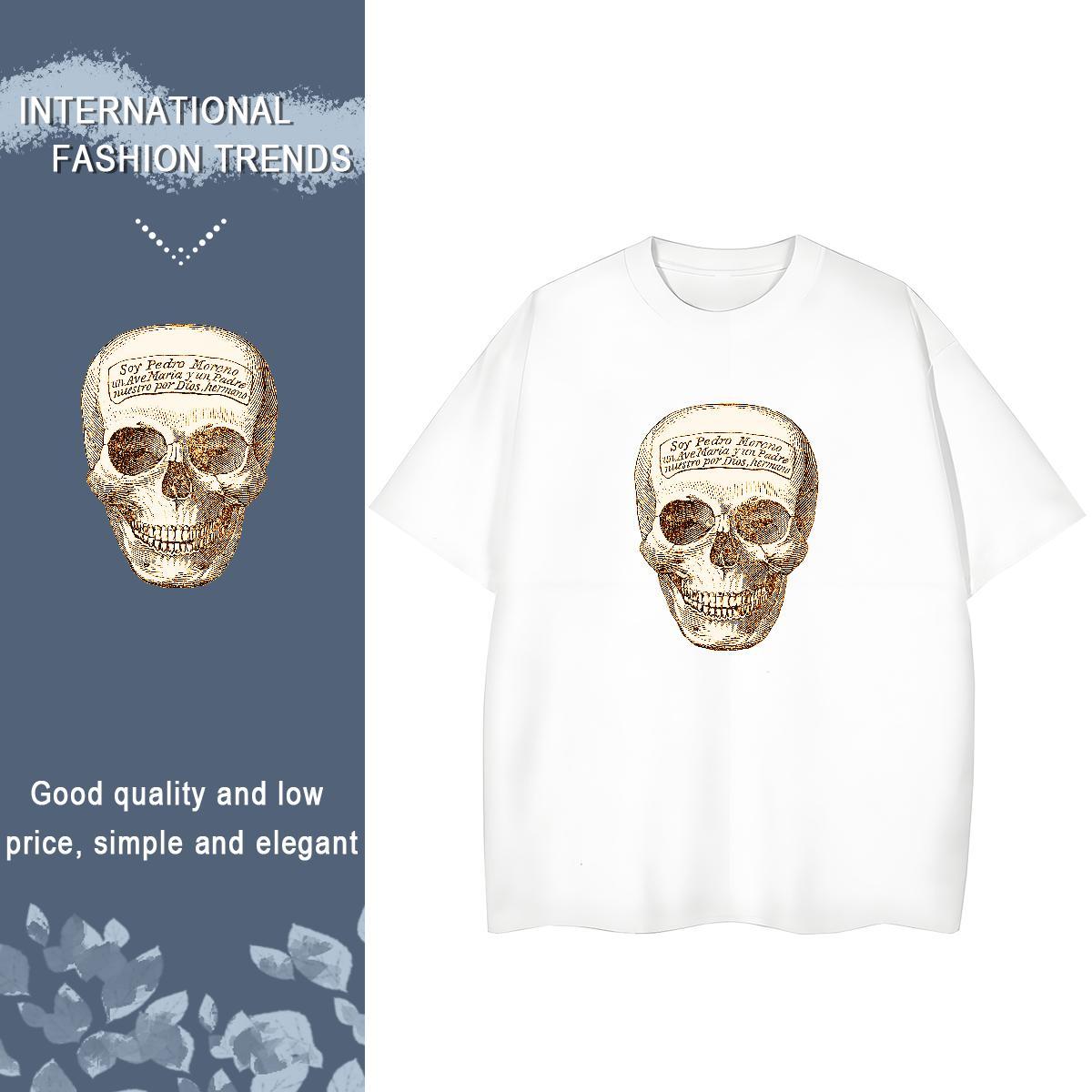2024 Women T Shirts 230g Cotton Breathable Short Sleeve Street Casual skull Lady T shirt Designer Nice Customized Clothes Shirt