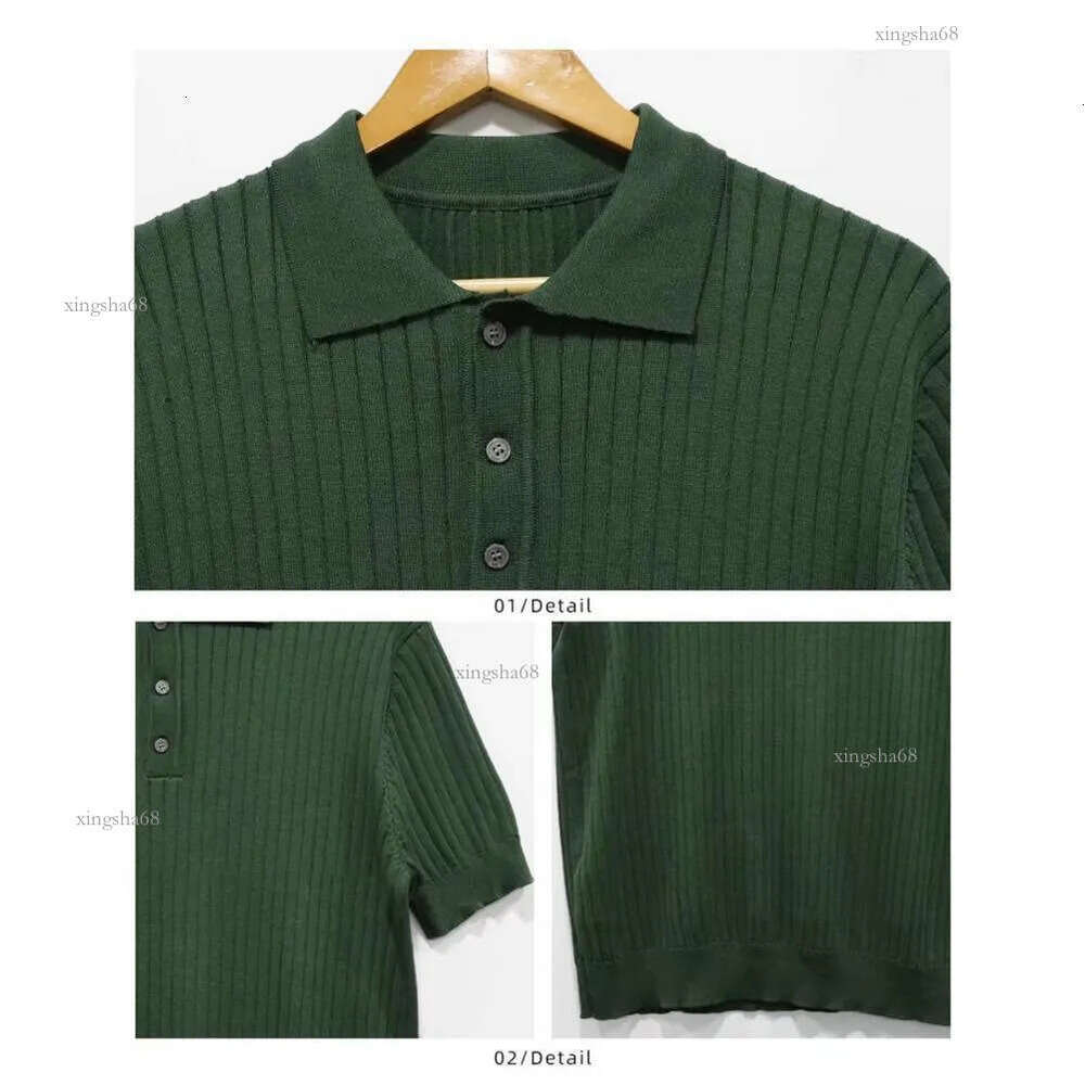Men's T-Shirts Lapel Short Sleeve Buttons Half Placket Loose Men T-shirt Summer Solid Color Knitting Ribbed Shirt Top Streetwear 230606