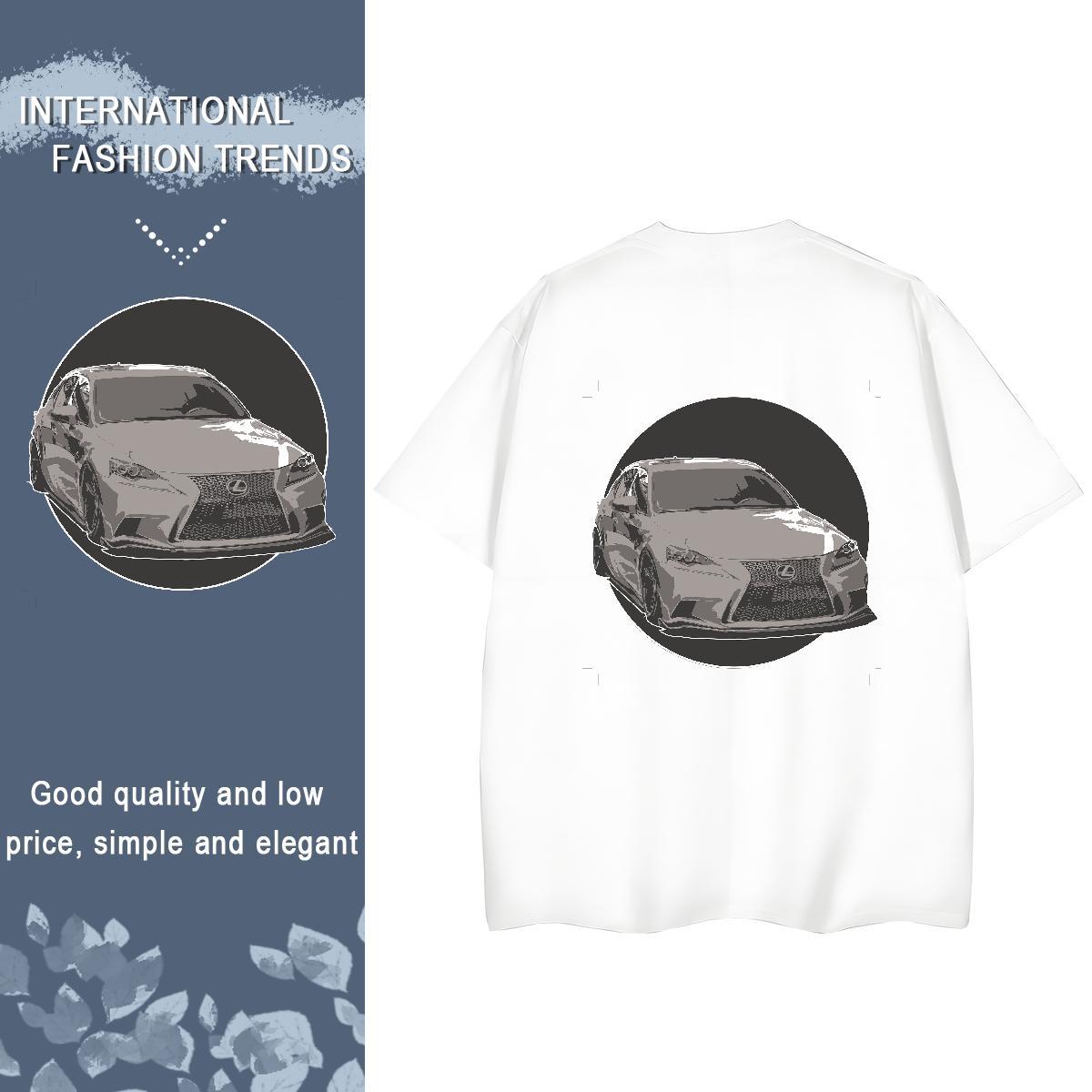 Fashion Casual T-Shirts 230g Pure Cotton Crew Neck Hip Hop car Lady T shirt High quality Cartoon Print Top Shirts