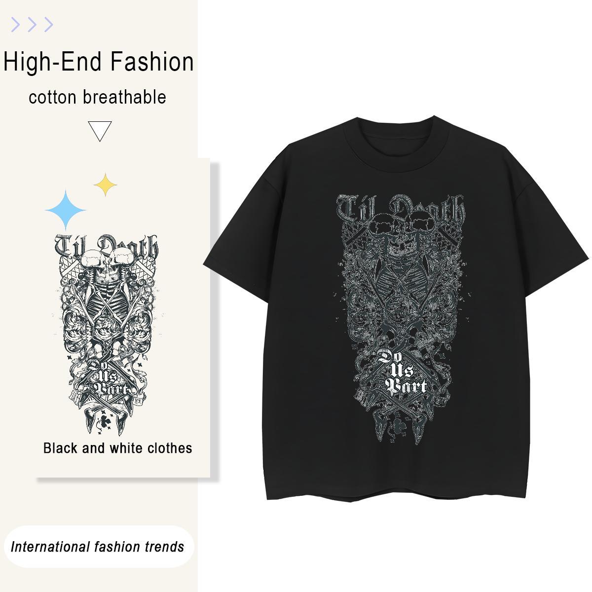 DIY T Shirt For Woman 230g 100% Cotton Short Sleeve O-Neck Home Outdoor skull Woman Tshirt Soft Custom Printed Tops