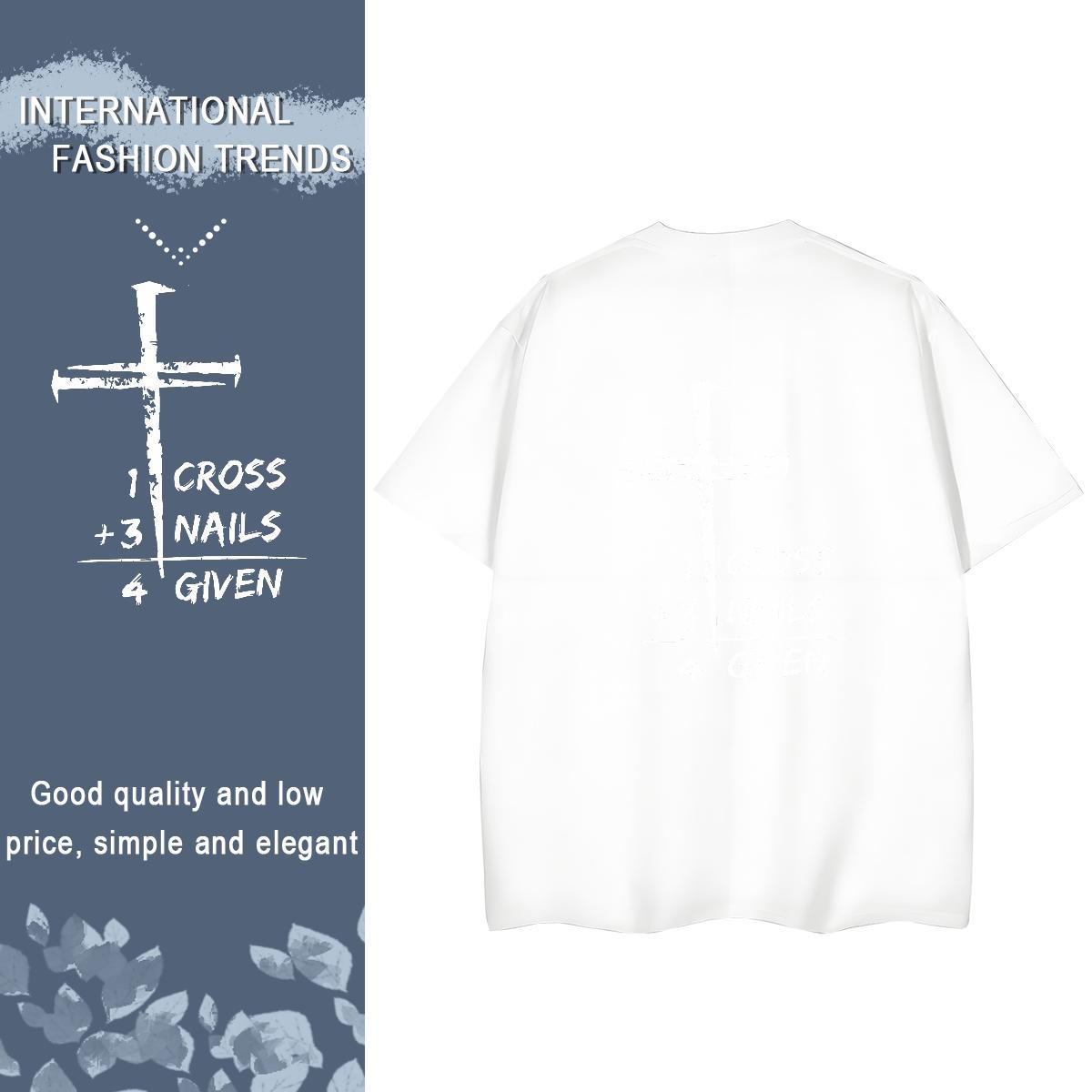 DIY T-Shirts for Women 230g 100% Cotton Breathable Soft Hip Hop Street The Cross Tshirt for Man Woman Lady Anime Oversized Polos
