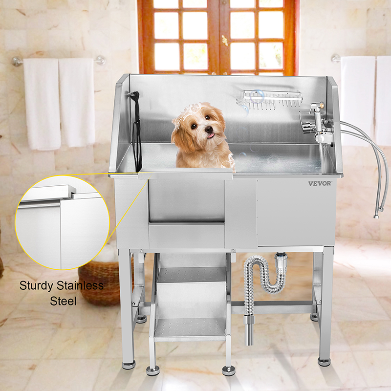 Professional Adjustable Pet Accessories for Dog Grooming Cleaning Dog Bath Tub 304 Stainless Steel Pet Washing Tub